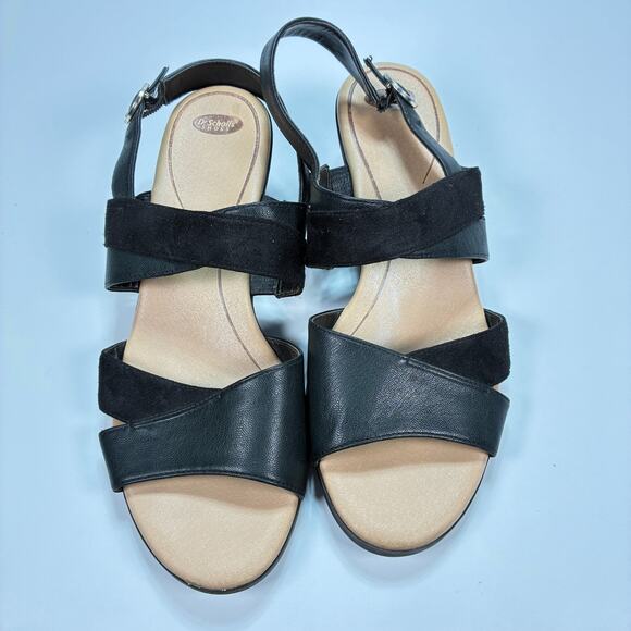 Dr. Scholl's Grace Black Wedge Sandals Comfort Ankle Strap Women's Size 9M - Picture 2 of 9